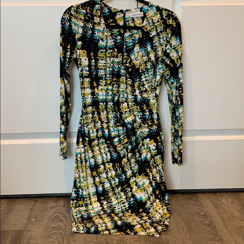 FREE SHIPPING Calvin Klein Long Sleeve Wrap Dress